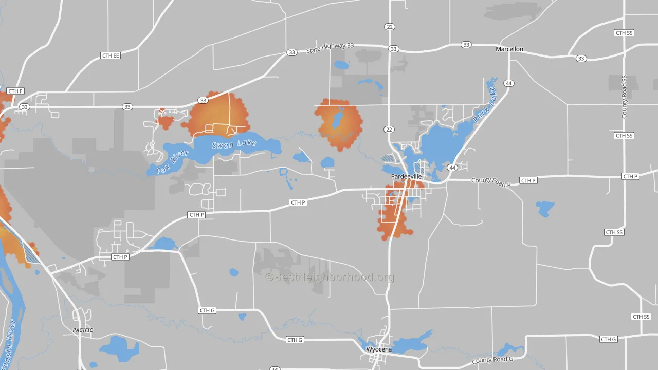 Bike Grade map of 53954, WI