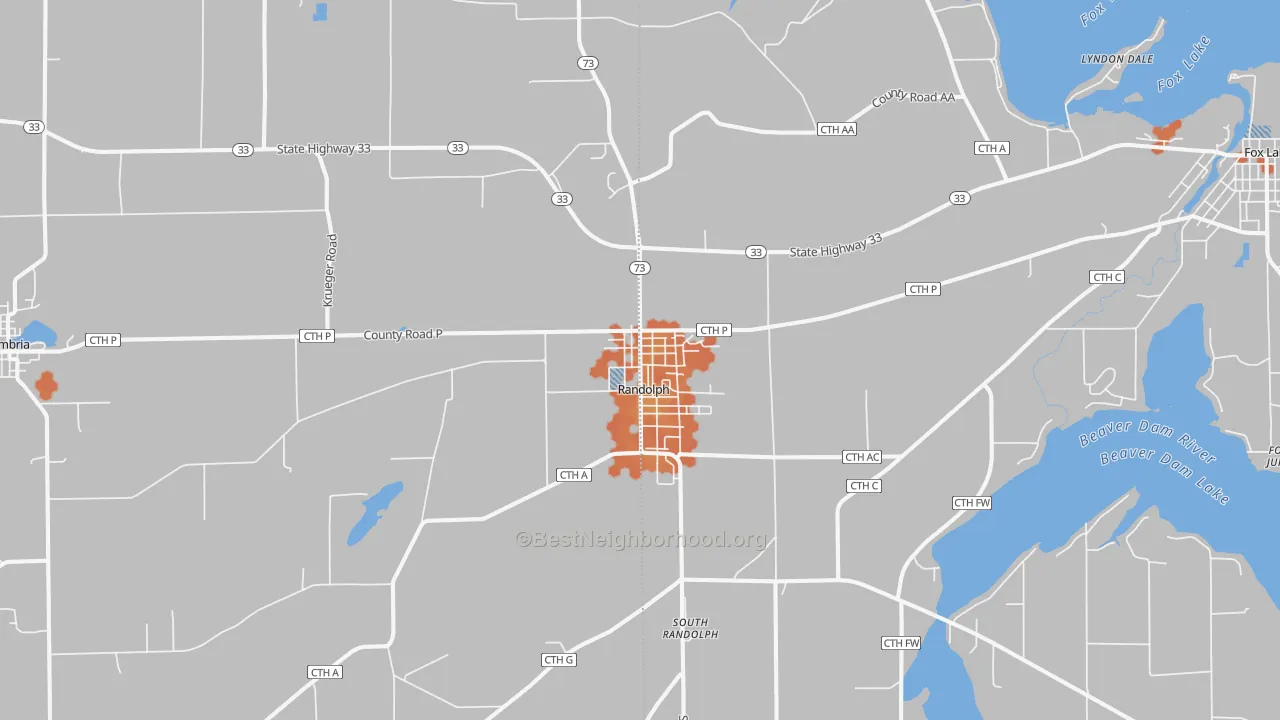 Bike Grade map of 53956, WI