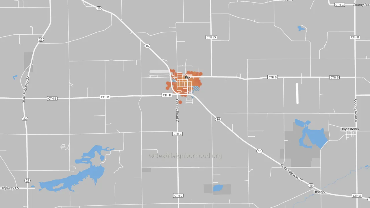 Bike Grade map of 53960, WI