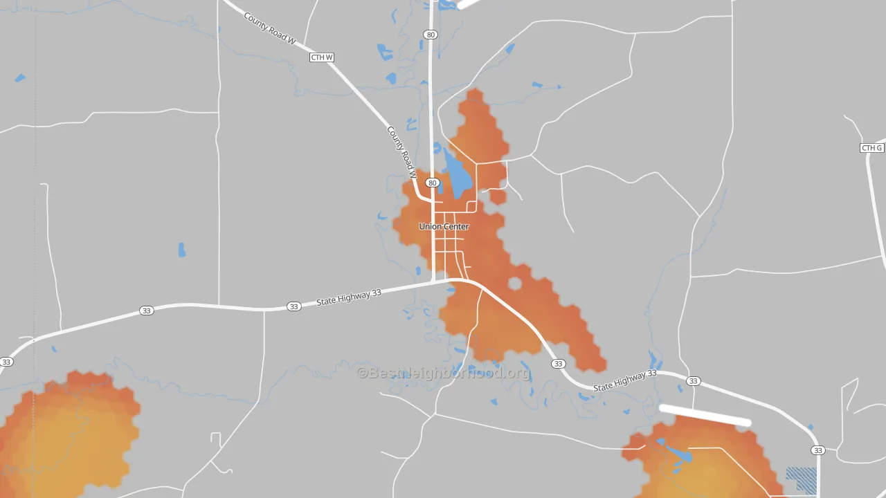 Bike Grade map of 53962, WI