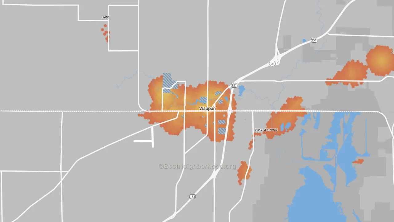 Bike Grade map of 53963, WI