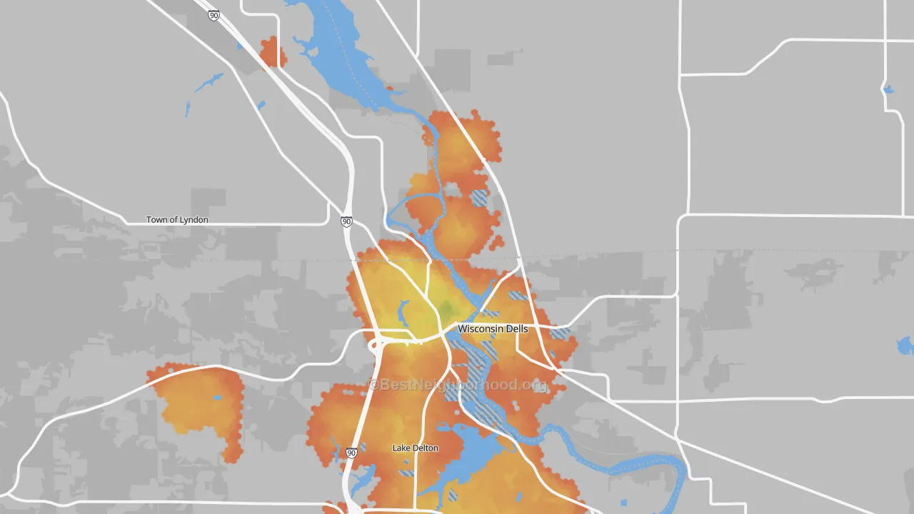 Bike Grade map of 53965, WI