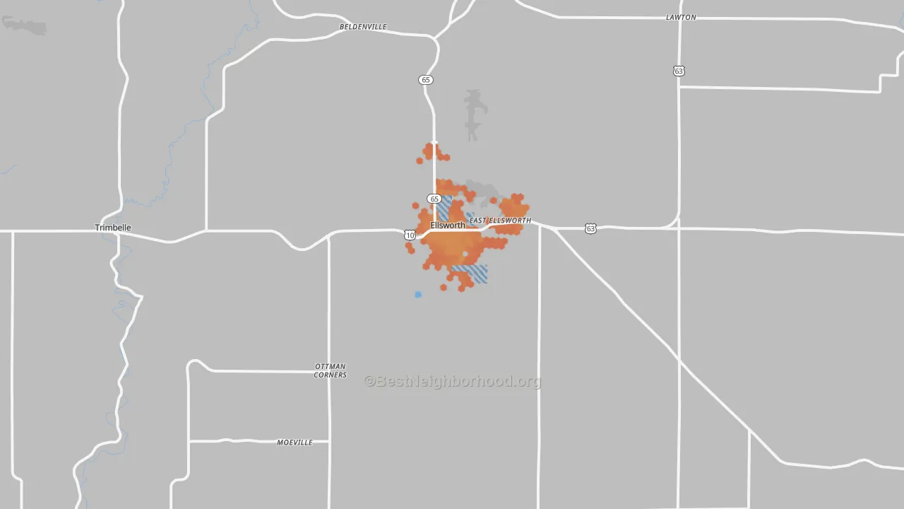 Bike Grade map of 54011, WI