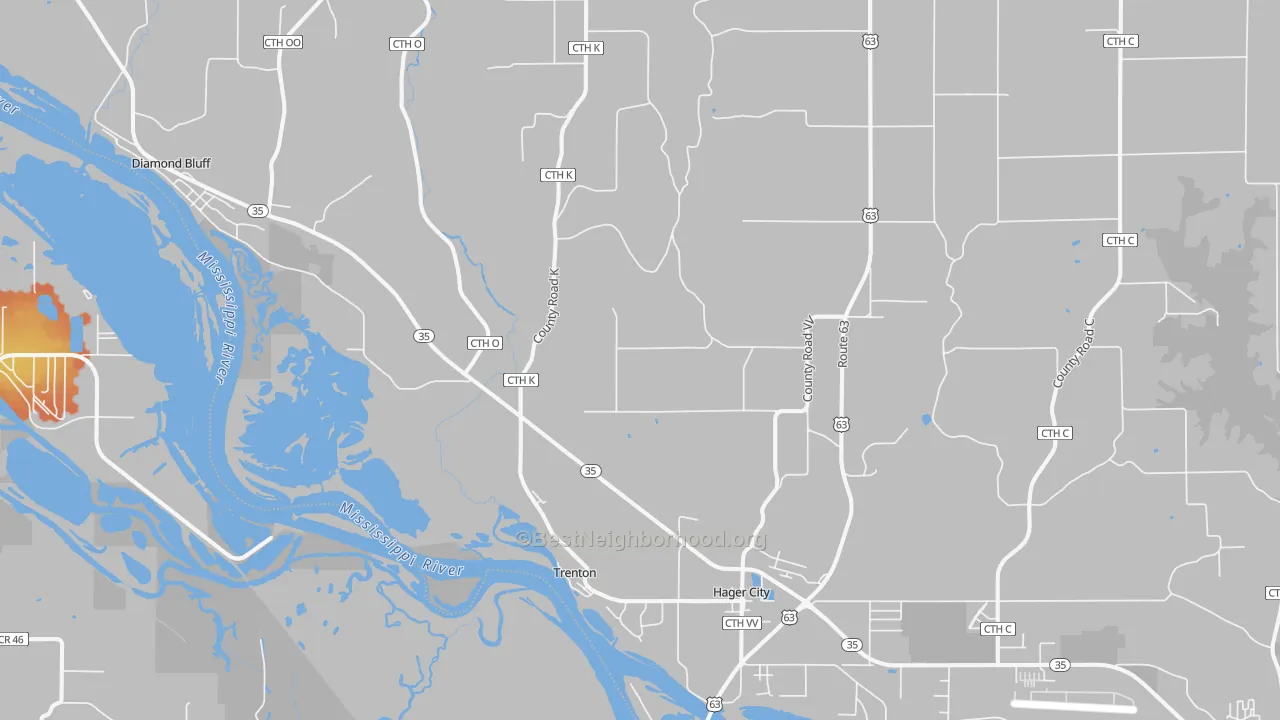 Bike Grade map of 54014, WI