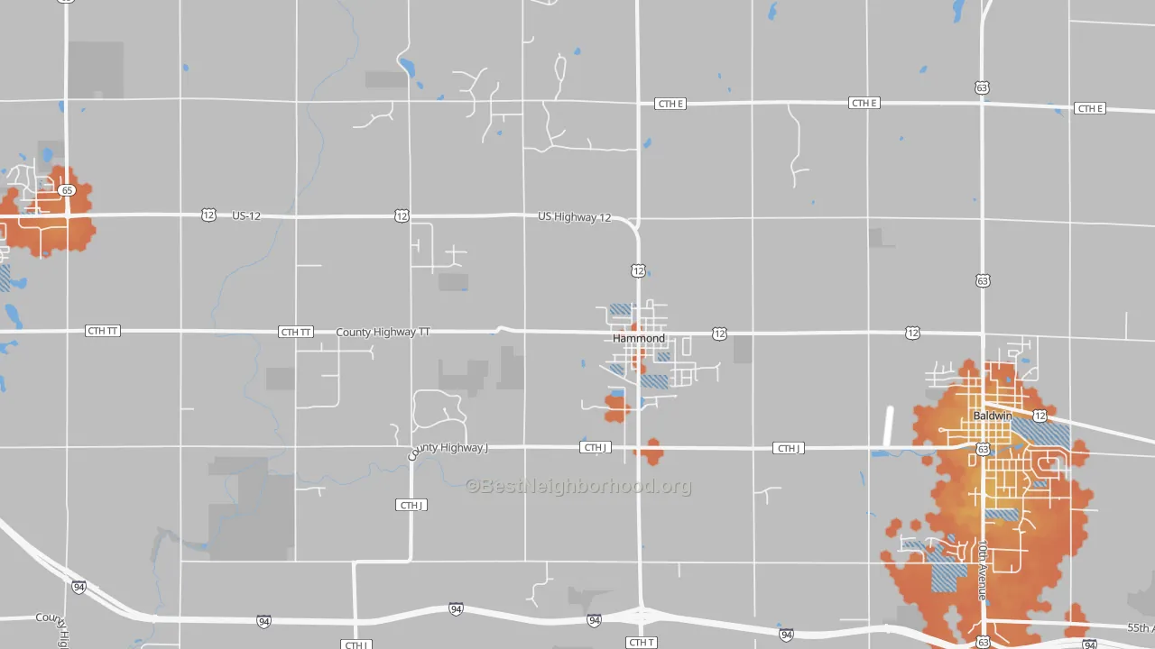 Bike Grade map of 54015, WI