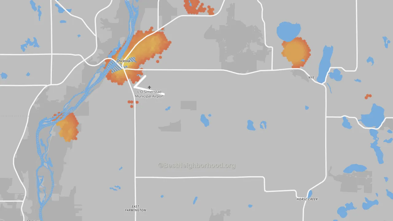 Bike Grade map of 54020, WI