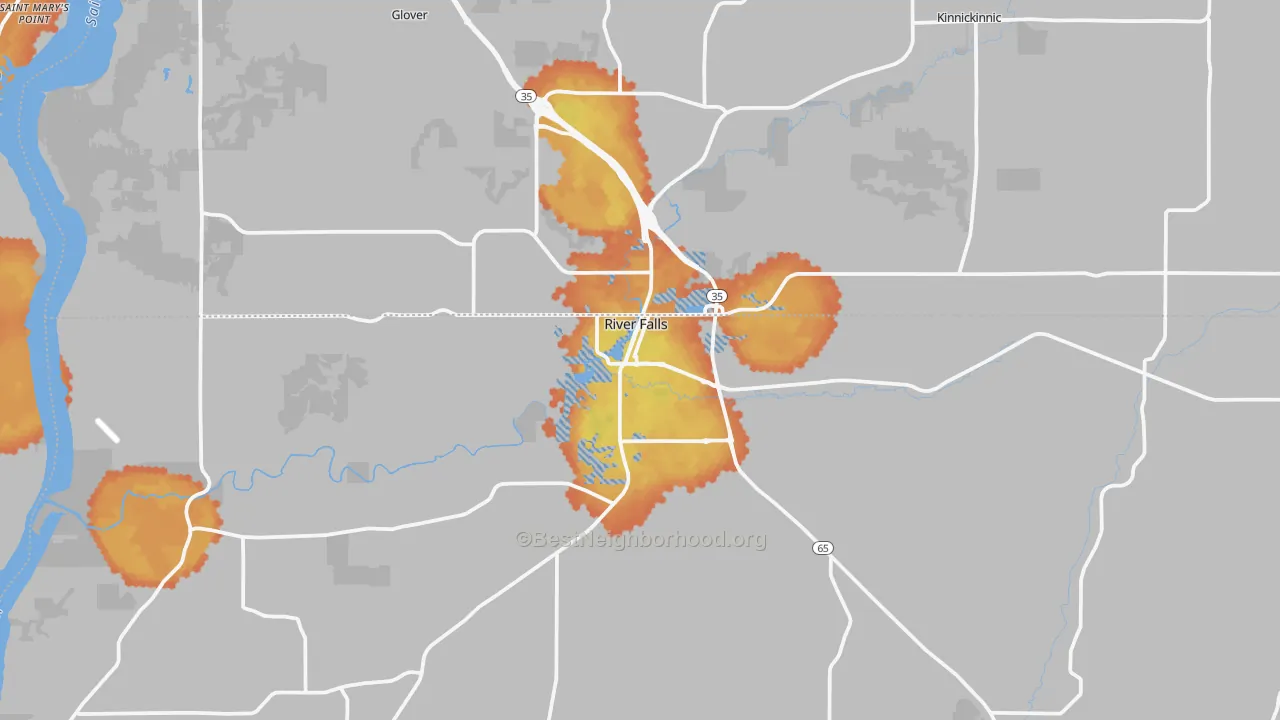 Bike Grade map of 54022, WI
