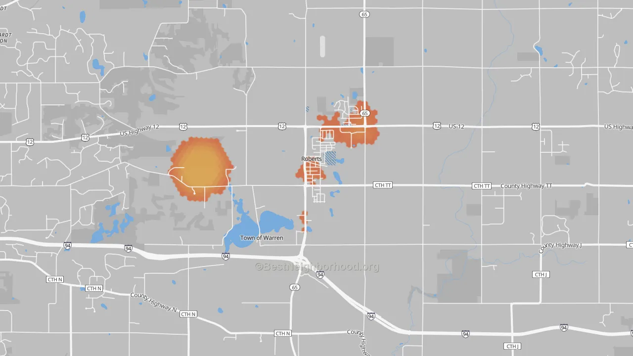 Bike Grade map of 54023, WI