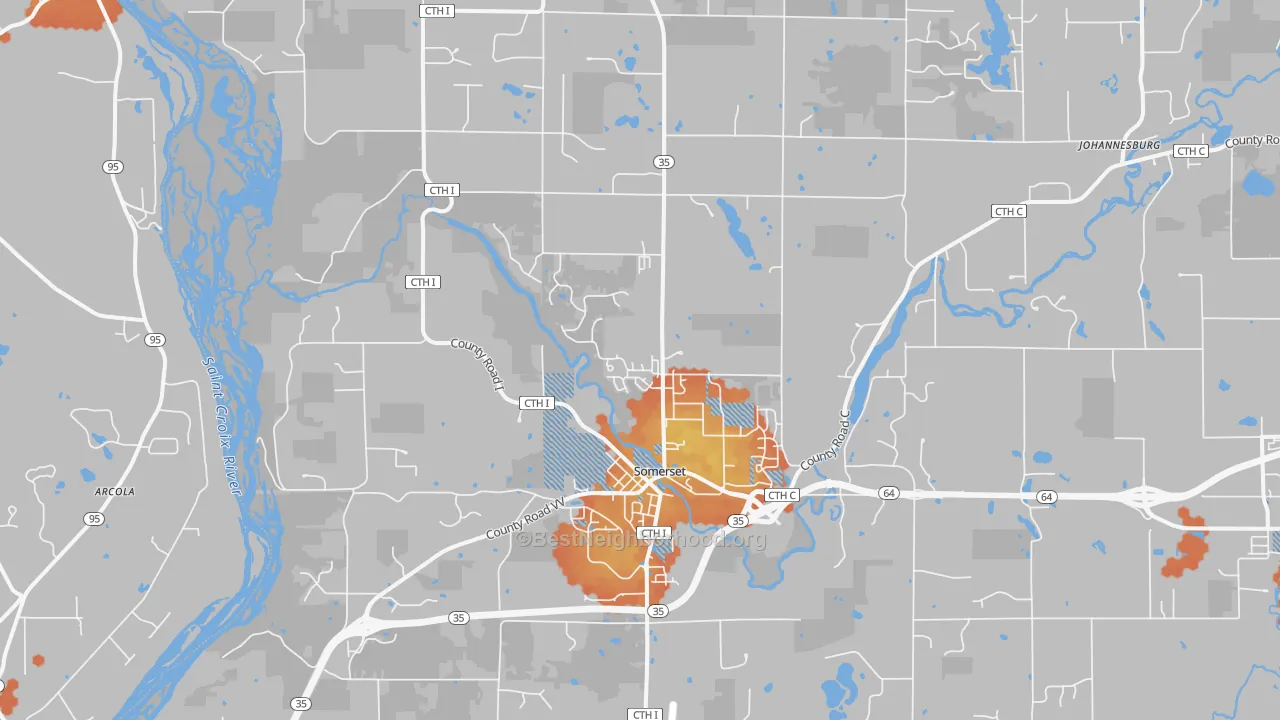 Bike Grade map of 54025, WI