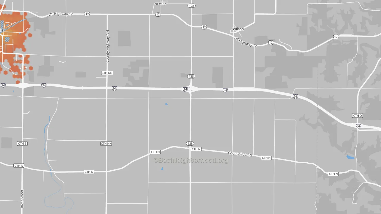 Bike Grade map of 54027, WI