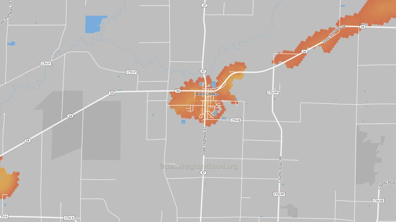 Bike Grade map of 54106, WI
