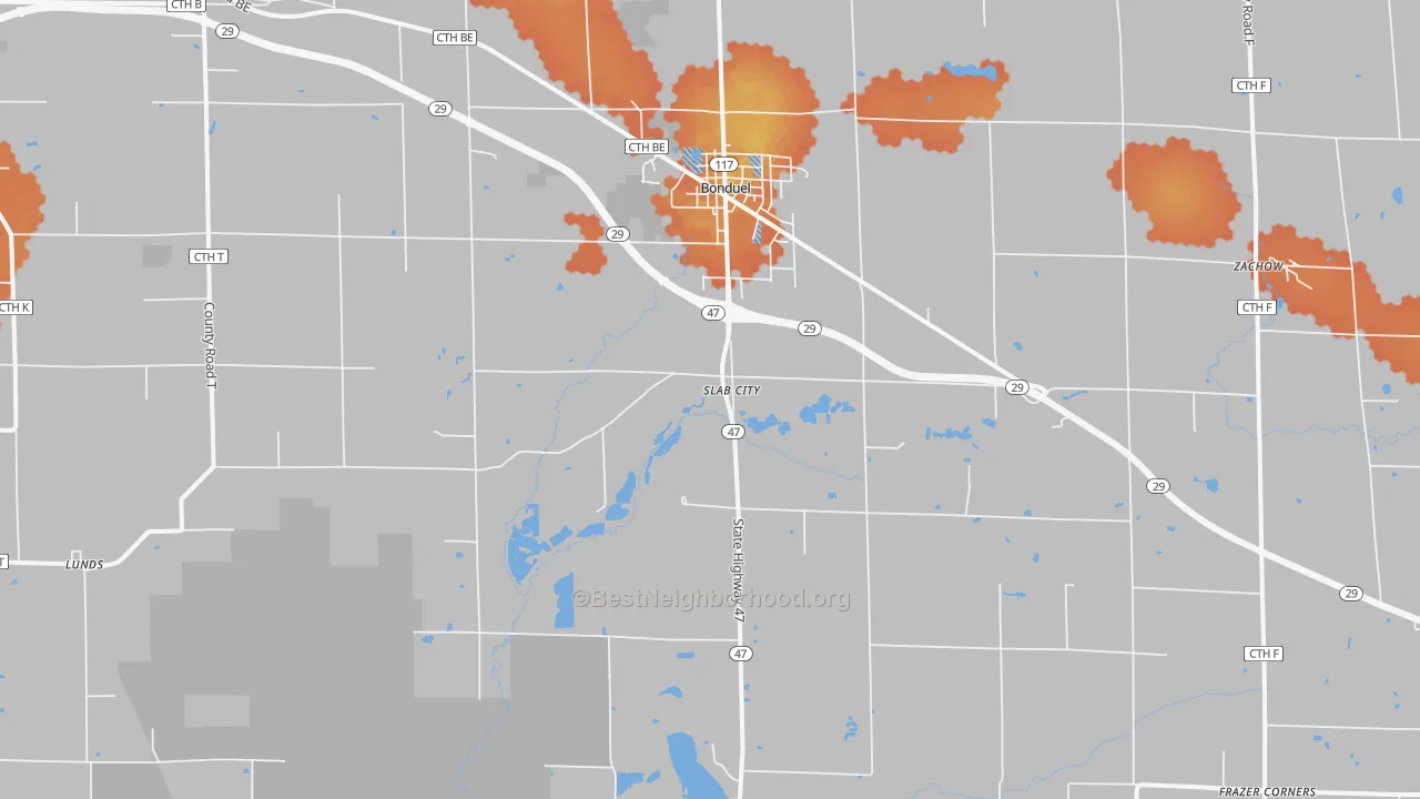 Bike Grade map of 54107, WI