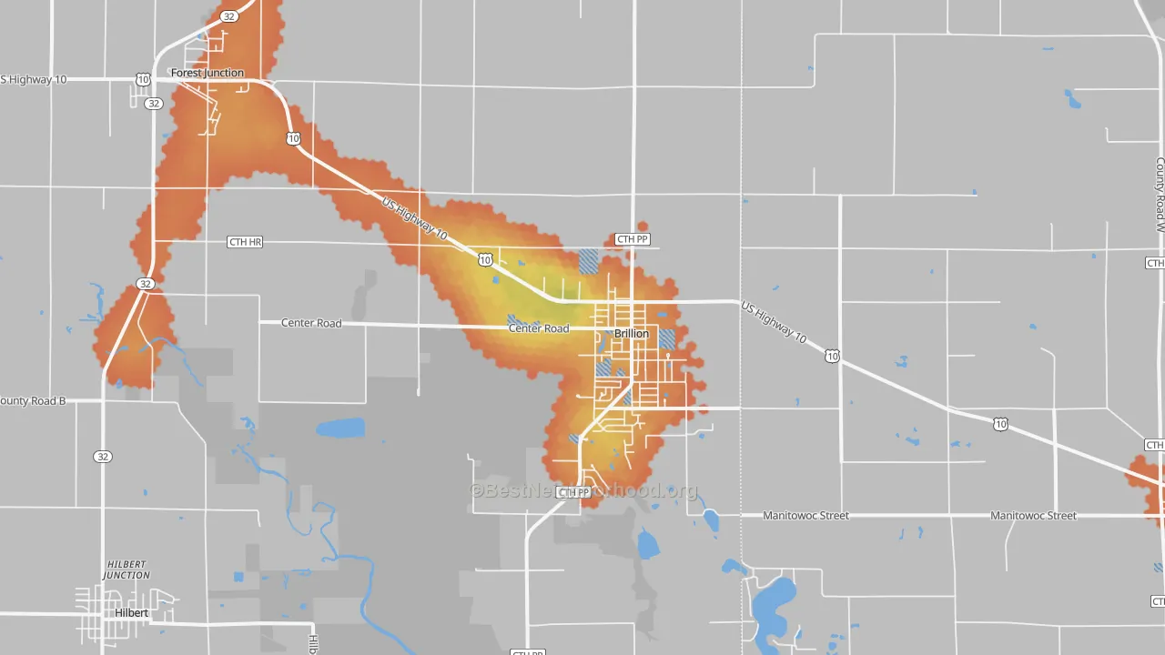 Bike Grade map of 54110, WI