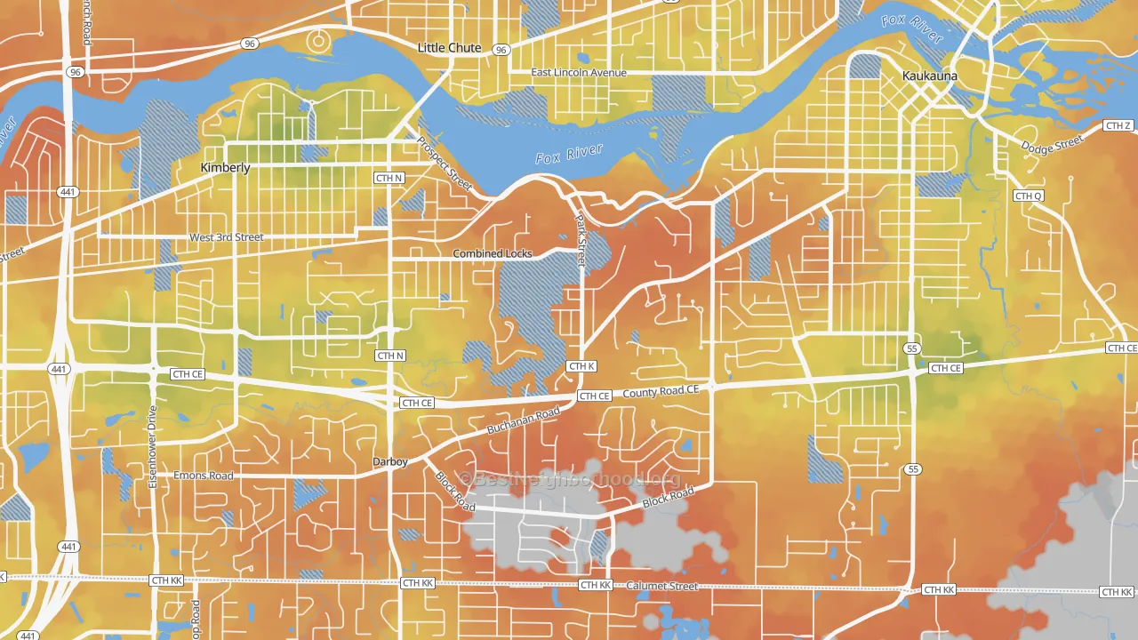 Bike Grade map of 54113, WI