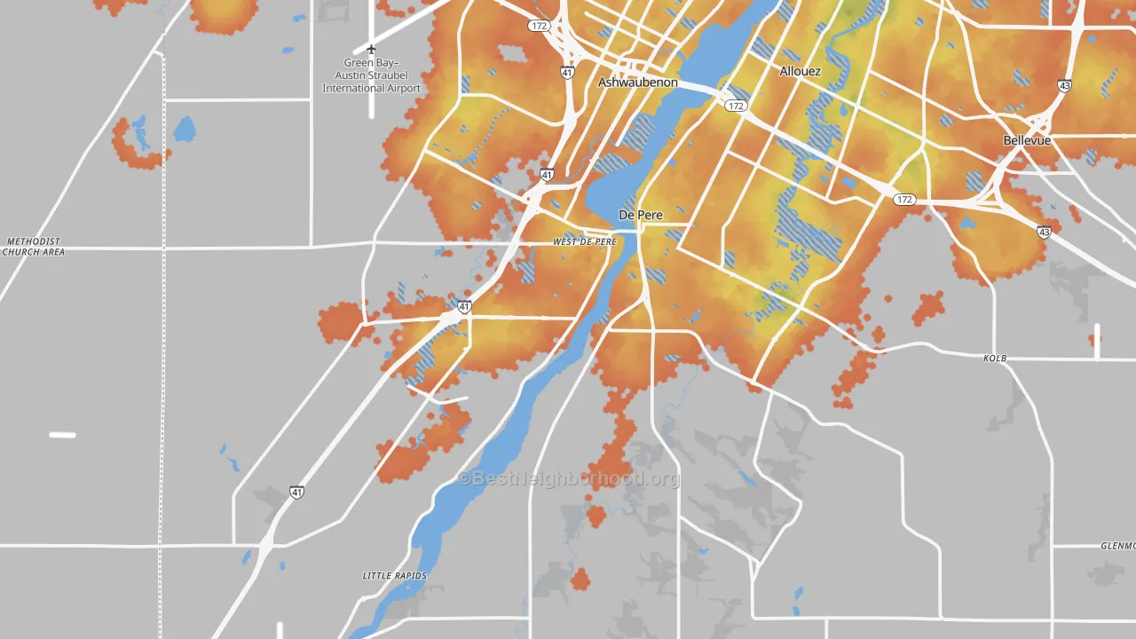 Bike Grade map of 54115, WI
