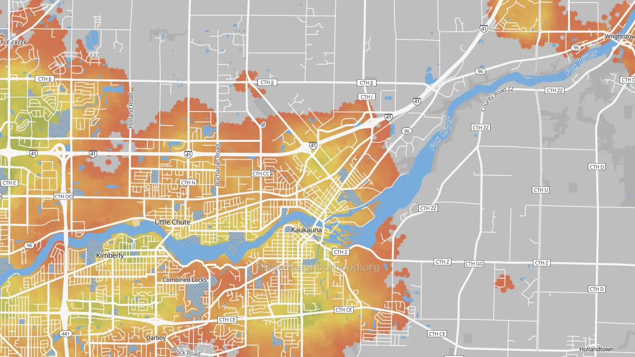 Bike Grade map of 54130, WI
