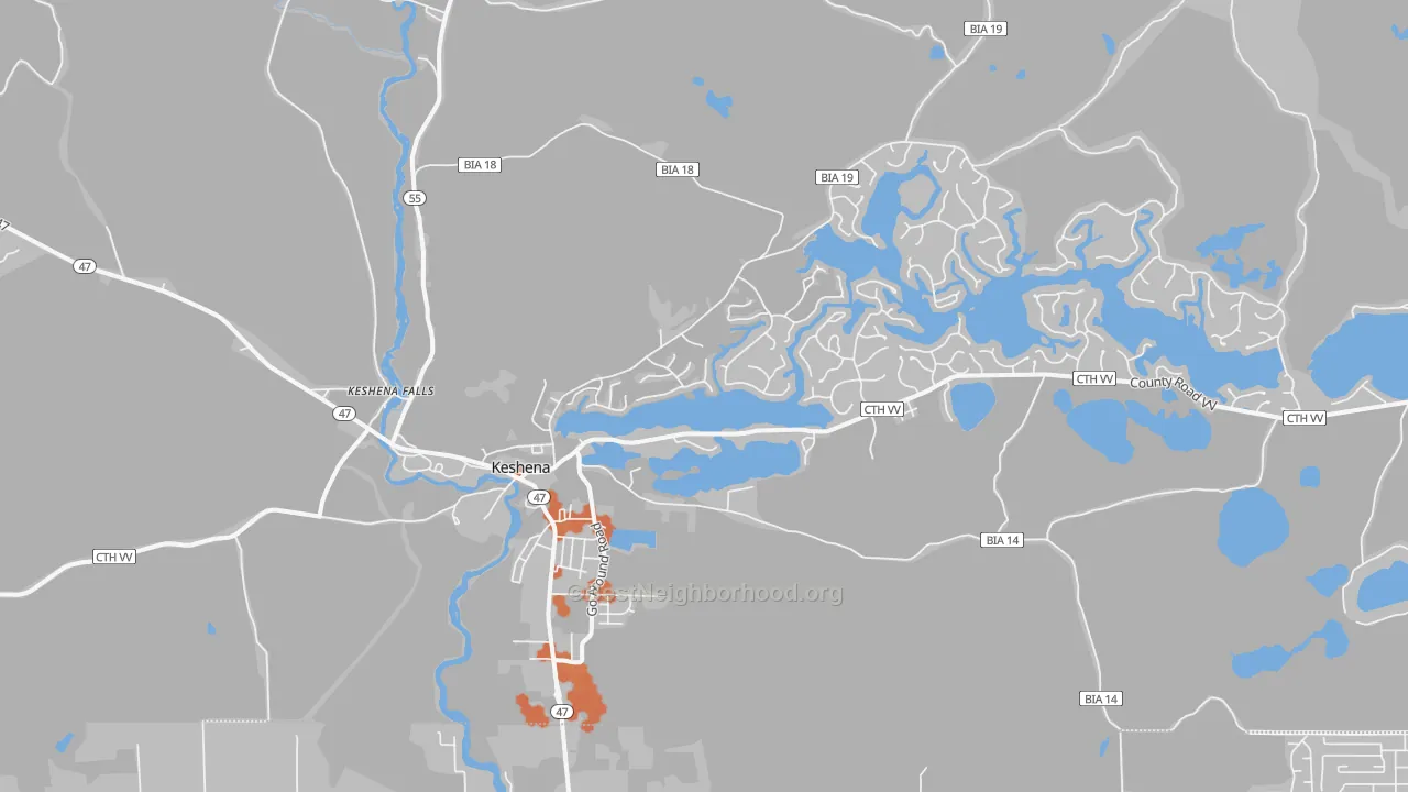 Bike Grade map of 54135, WI