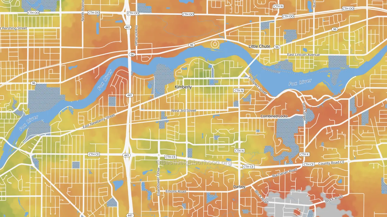 Bike Grade map of 54136, WI