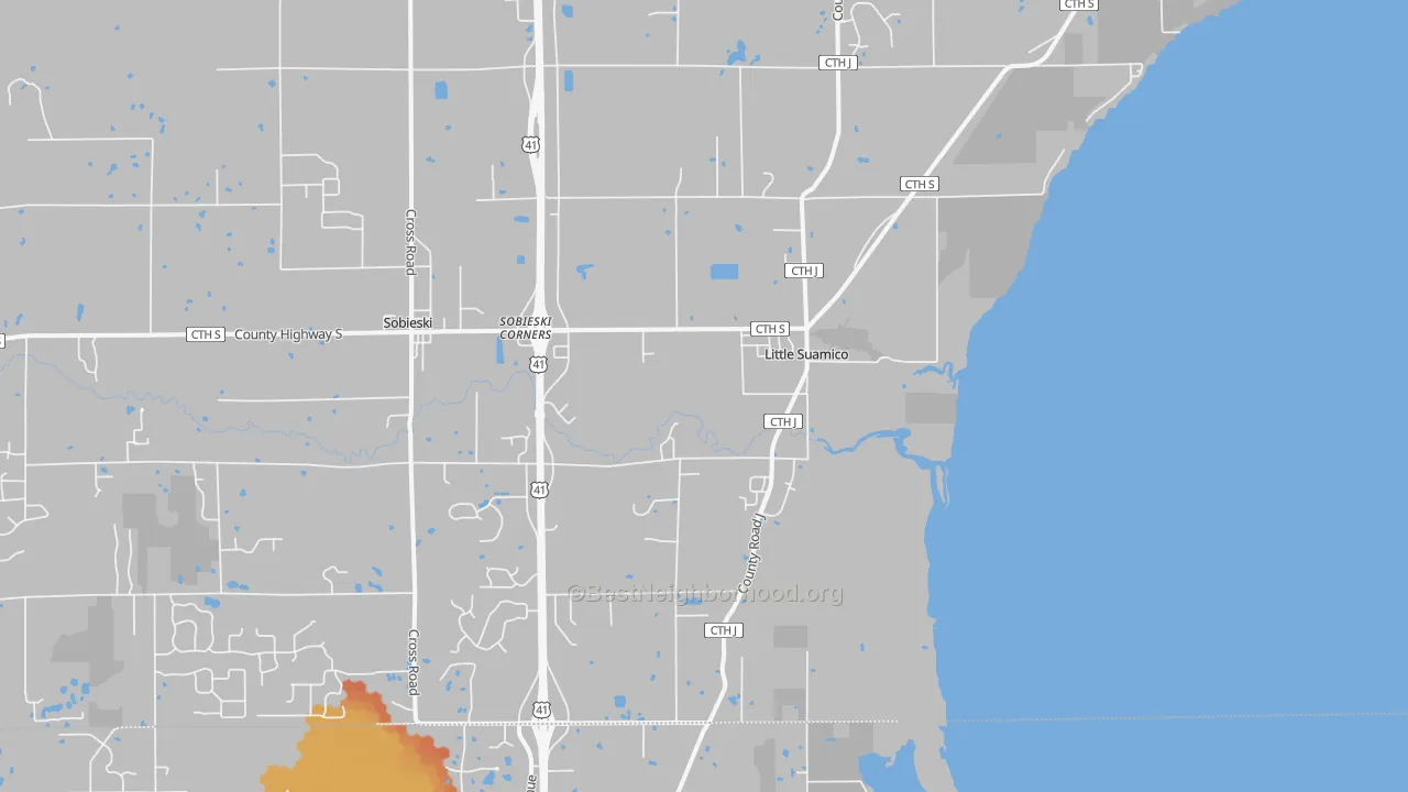 Bike Grade map of 54141, WI