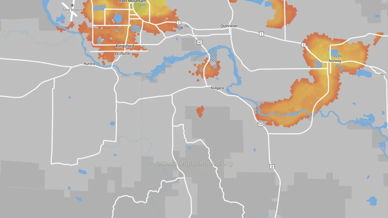 Bike Grade map of 54151, WI