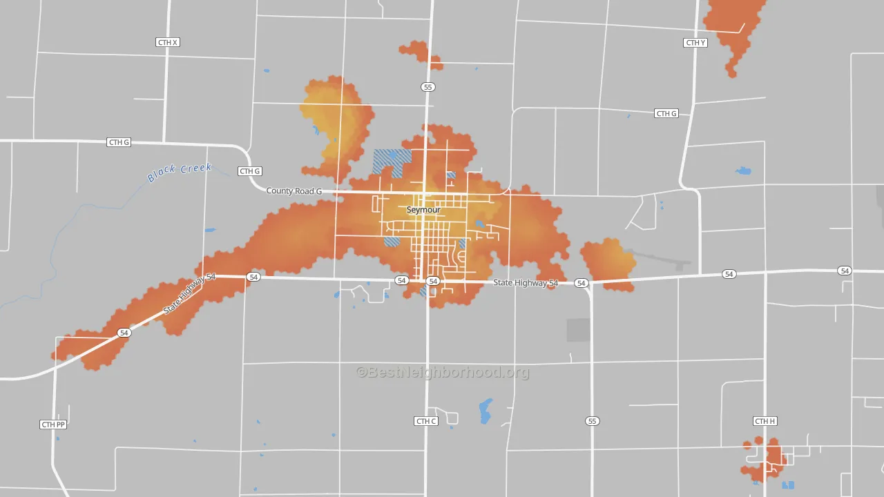 Bike Grade map of 54165, WI