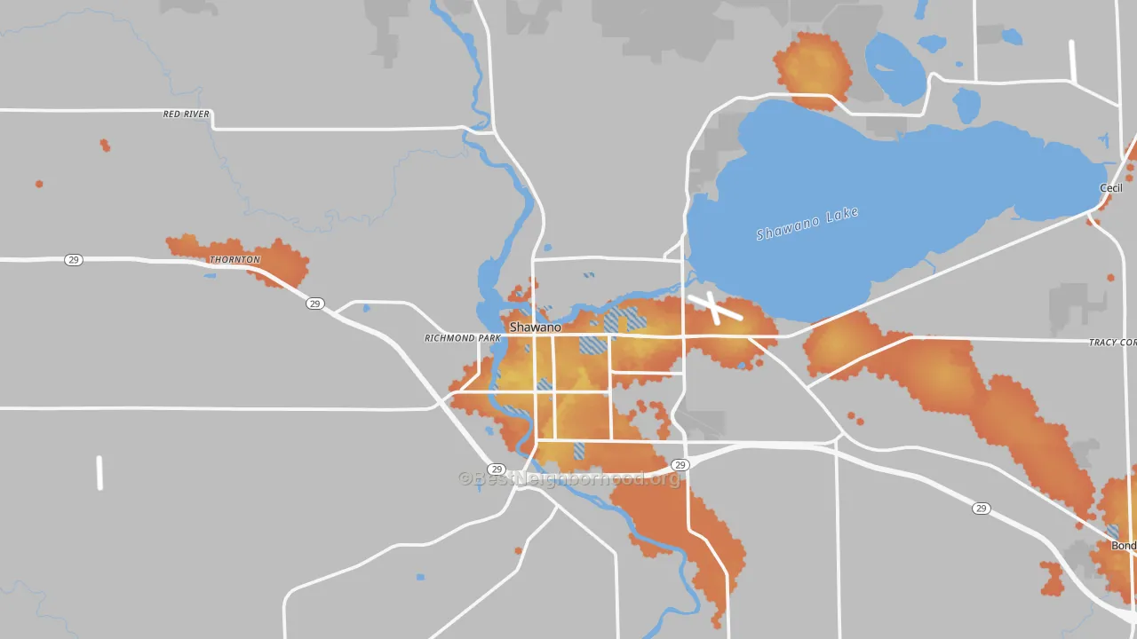 Bike Grade map of 54166, WI