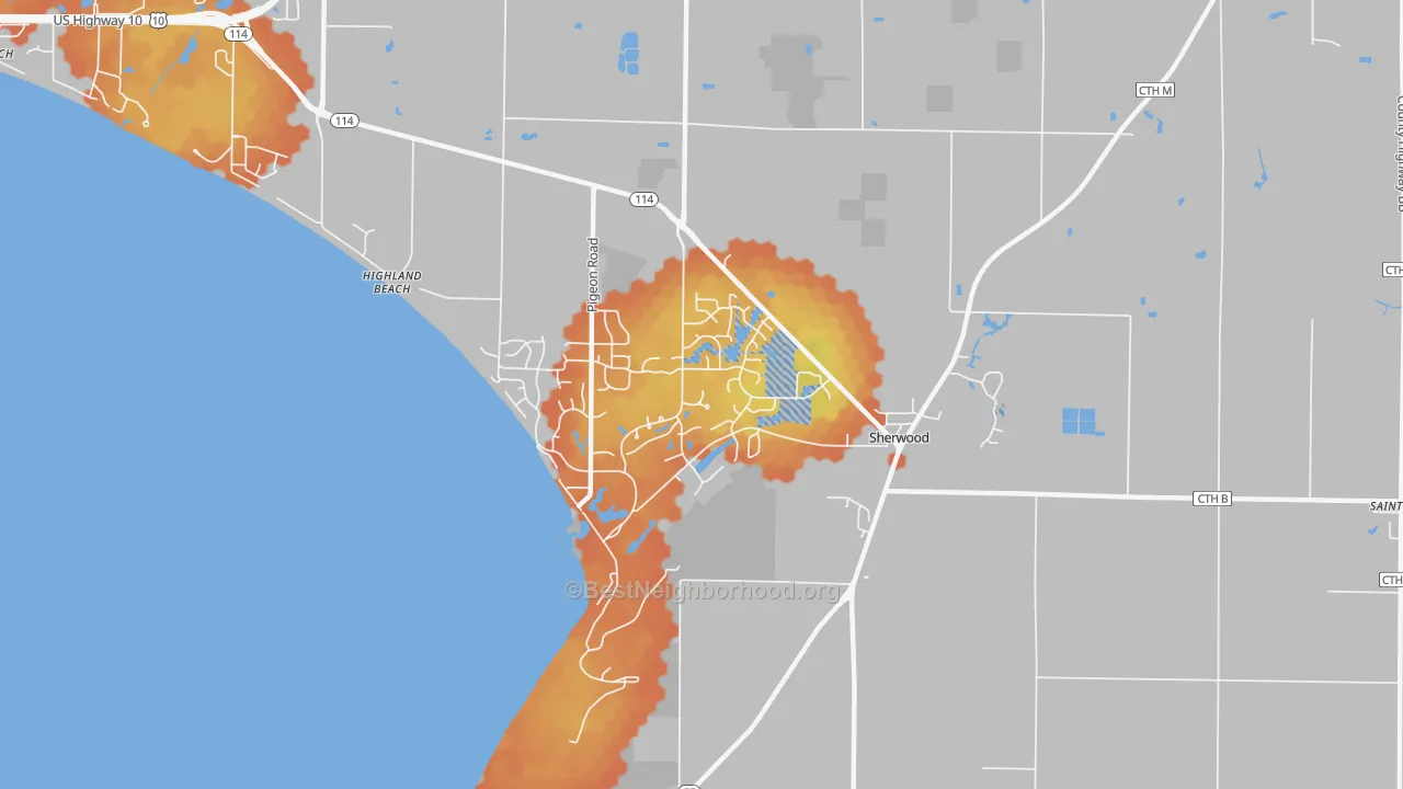 Bike Grade map of 54169, WI