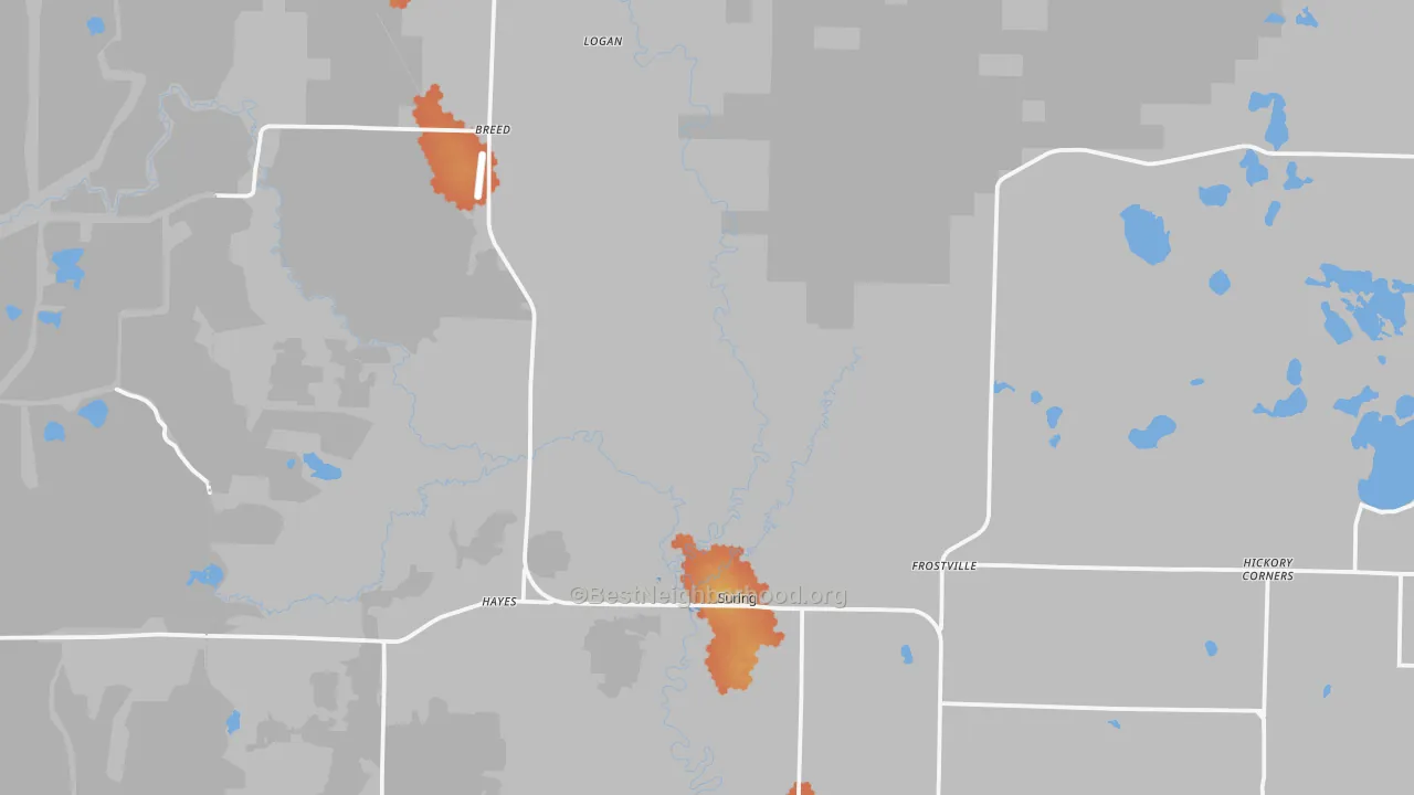 Bike Grade map of 54174, WI