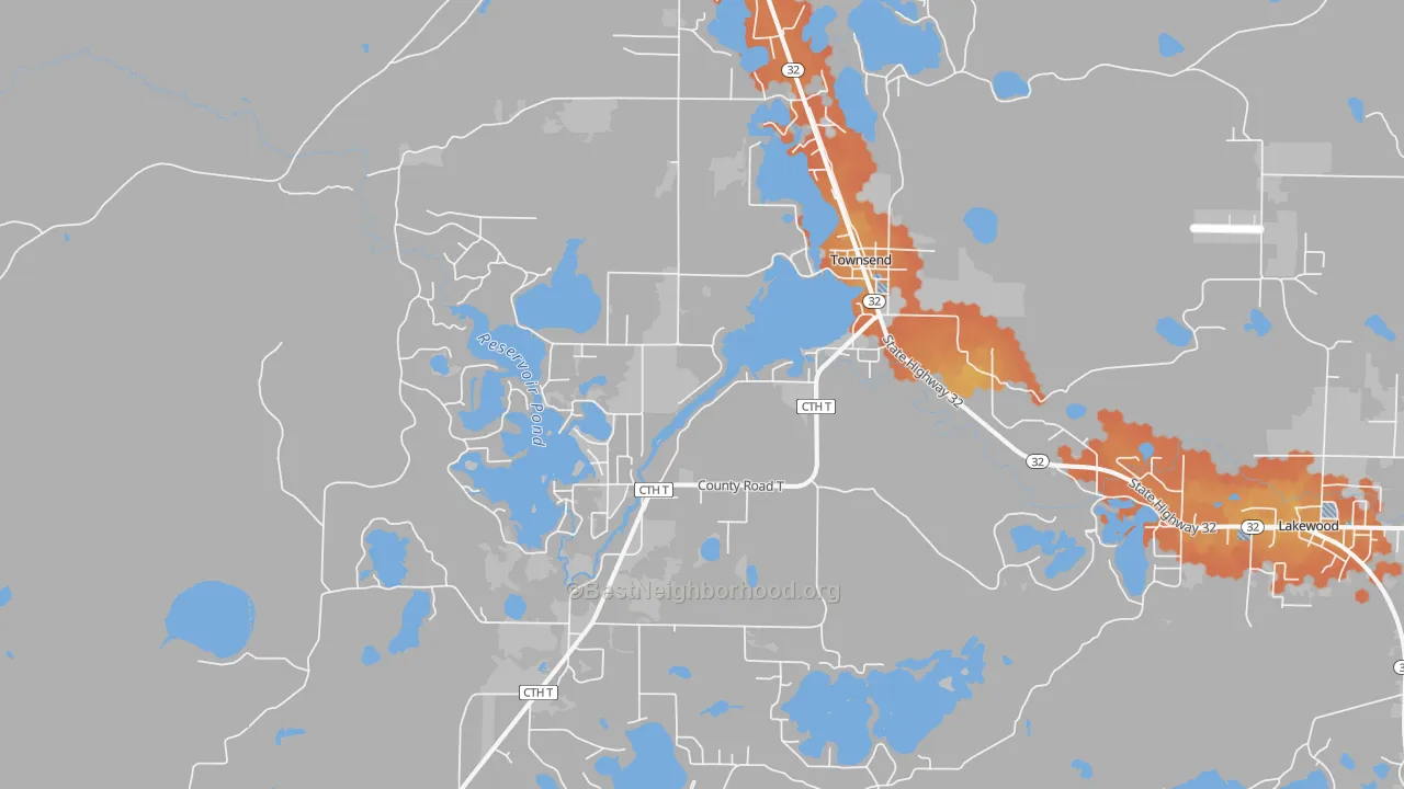 Bike Grade map of 54175, WI