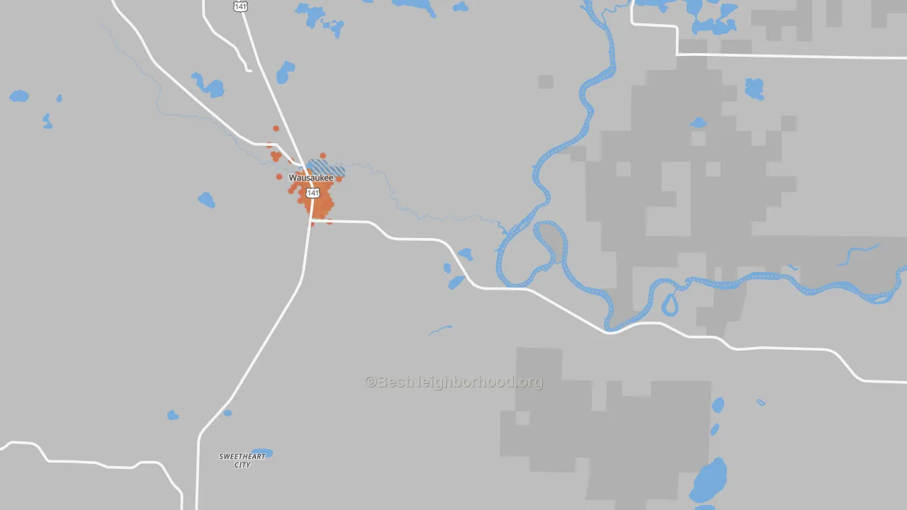 Bike Grade map of 54177, WI
