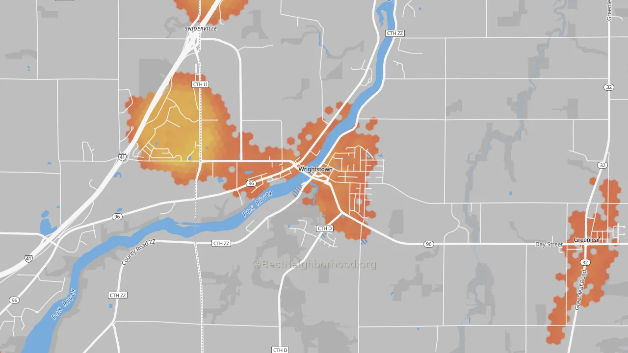 Bike Grade map of 54180, WI