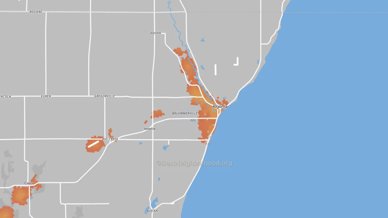Bike Grade map of 54201, WI