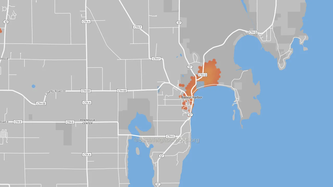 Bike Grade map of 54202, WI