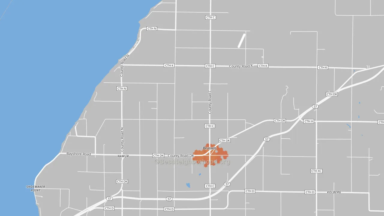 Bike Grade map of 54204, WI