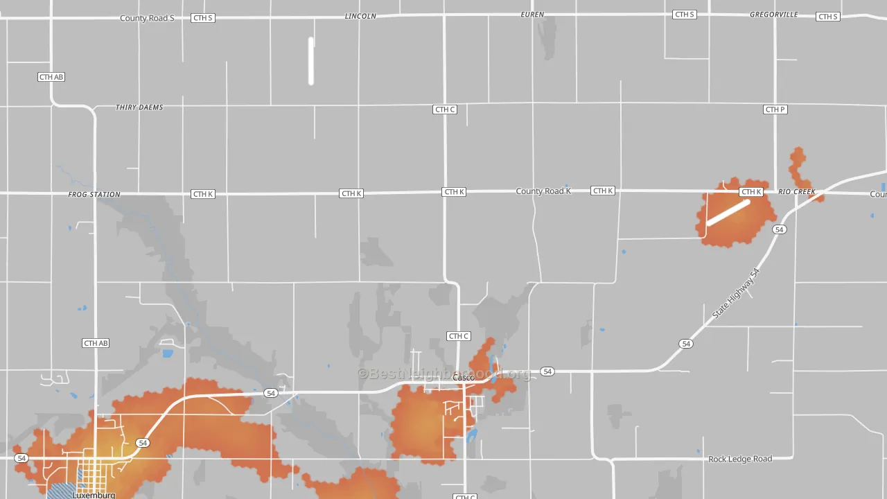 Bike Grade map of 54205, WI
