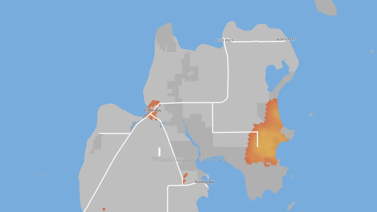 Bike Grade map of 54210, WI