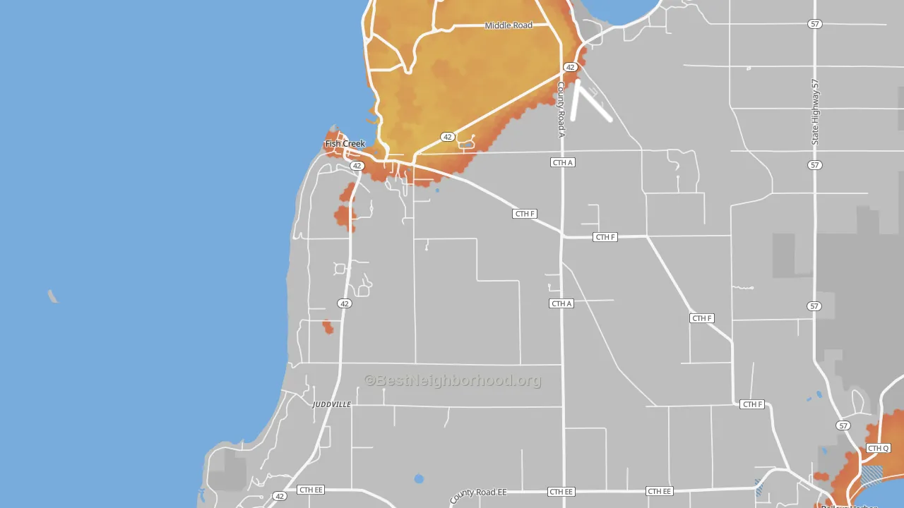 Bike Grade map of 54212, WI