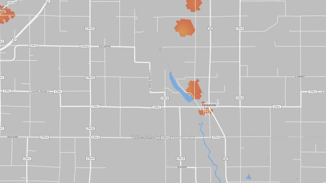 Bike Grade map of 54213, WI
