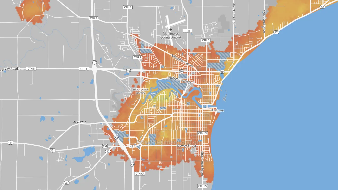 Bike Grade map of 54220, WI