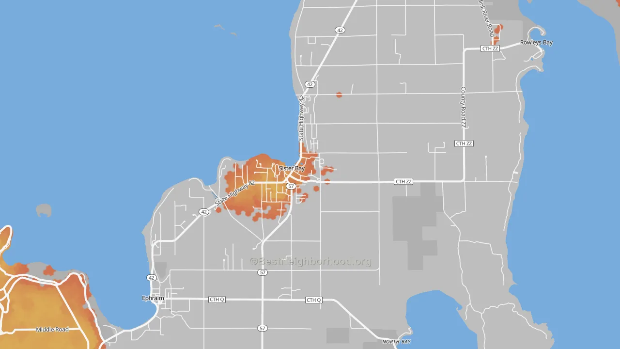 Bike Grade map of 54234, WI