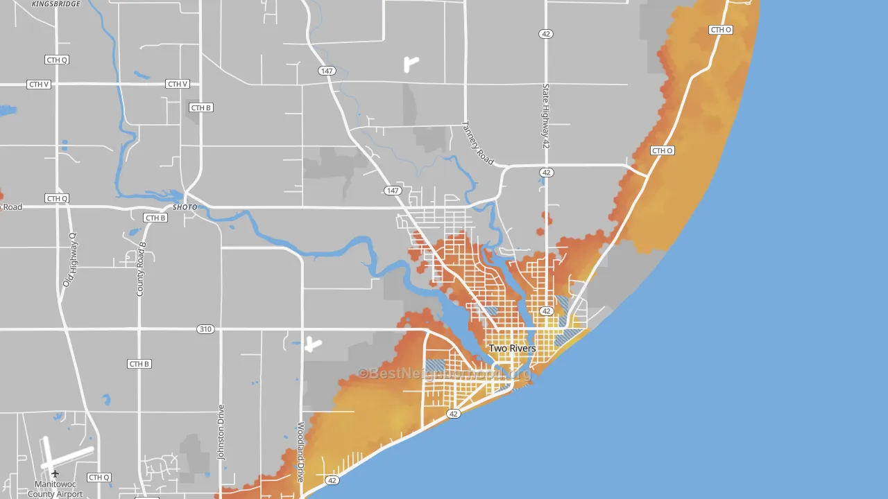 Bike Grade map of 54241, WI