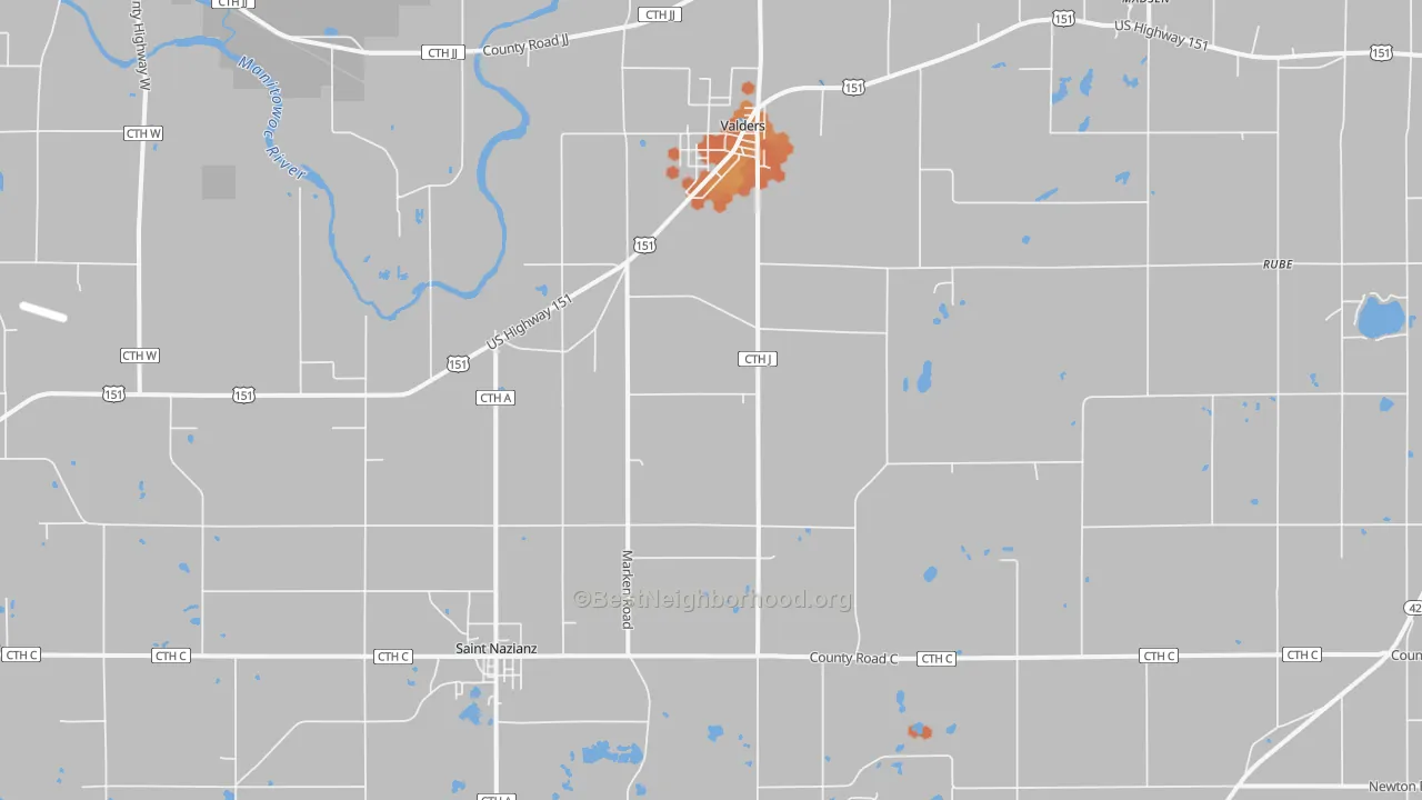 Bike Grade map of 54245, WI