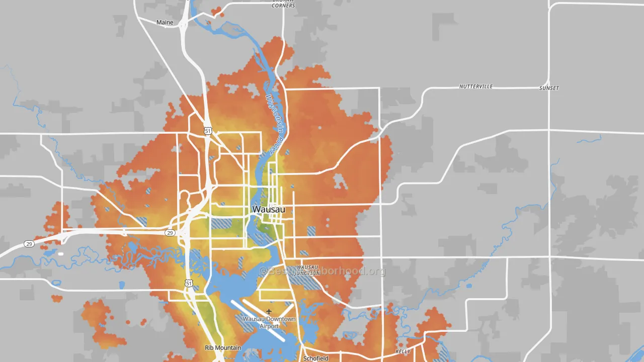 Bike Grade map of 54403, WI