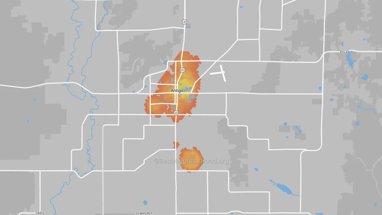 Bike Grade map of 54409, WI
