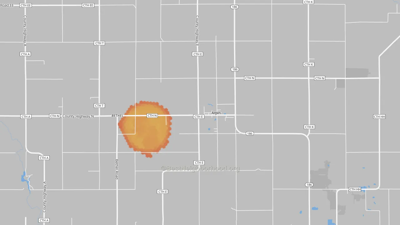 Bike Grade map of 54410, WI