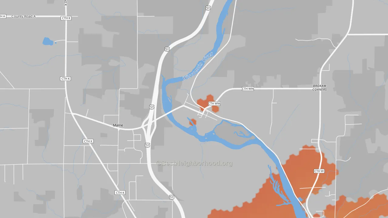 Bike Grade map of 54417, WI