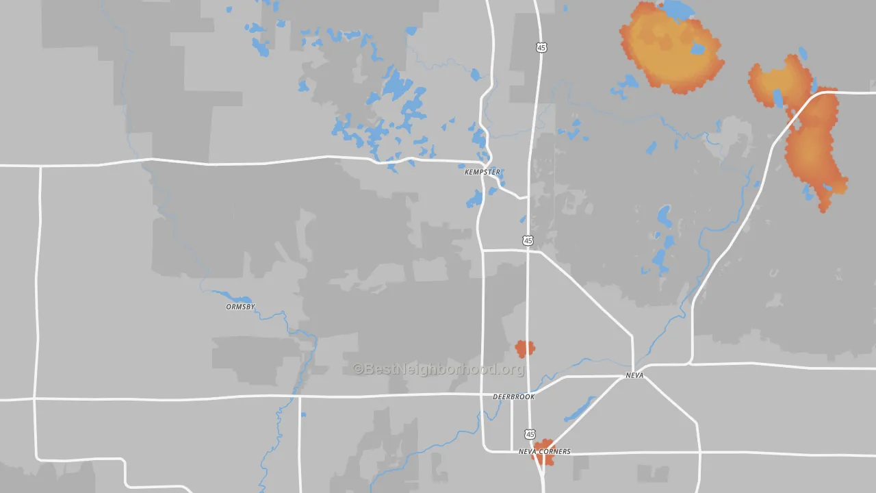 Bike Grade map of 54424, WI