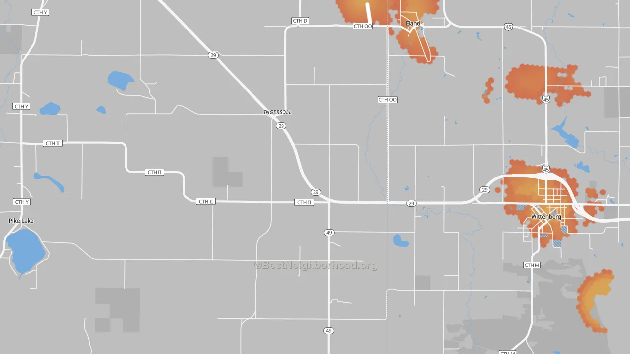 Bike Grade map of 54427, WI