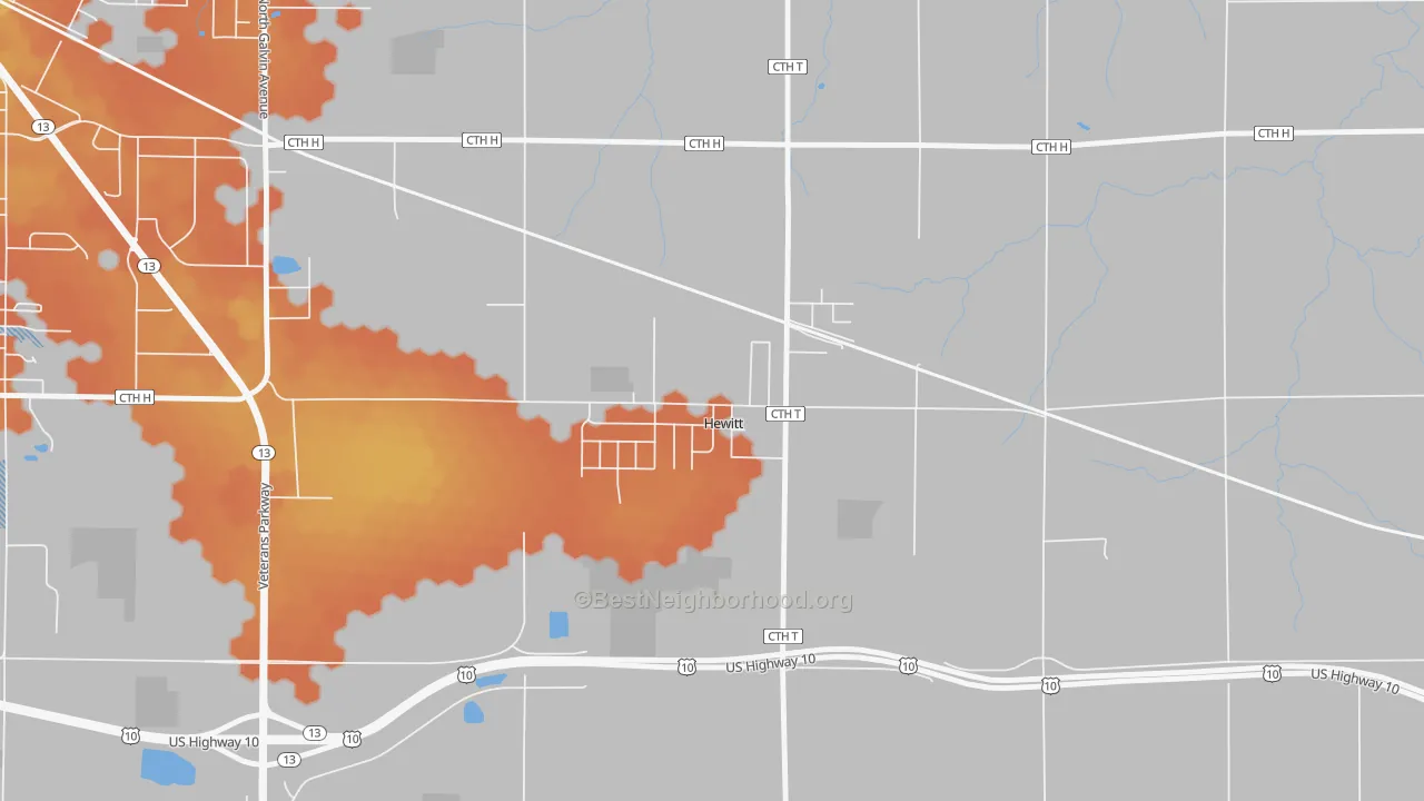 Bike Grade map of 54441, WI