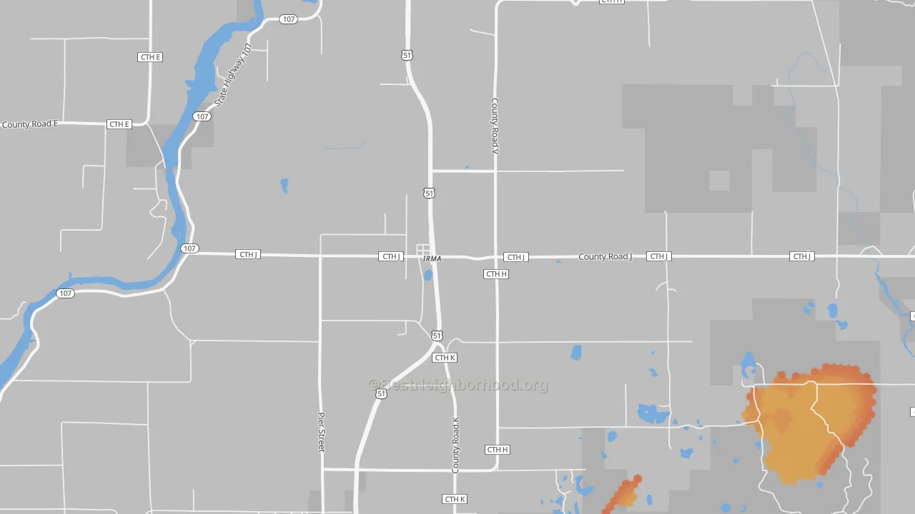 Bike Grade map of 54442, WI